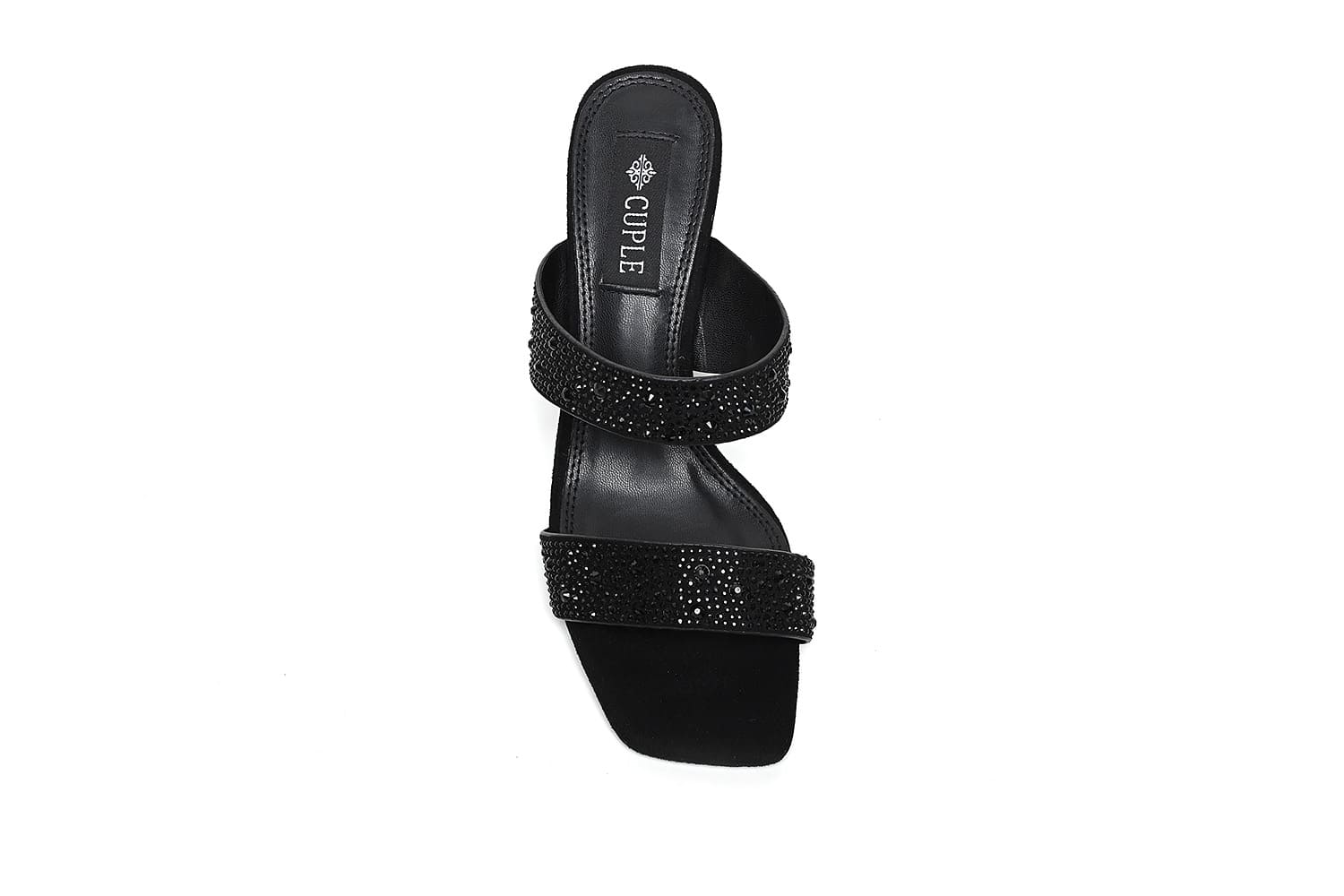 Cuple Embellished Open-Toe Heel Sandals Black – Cuple