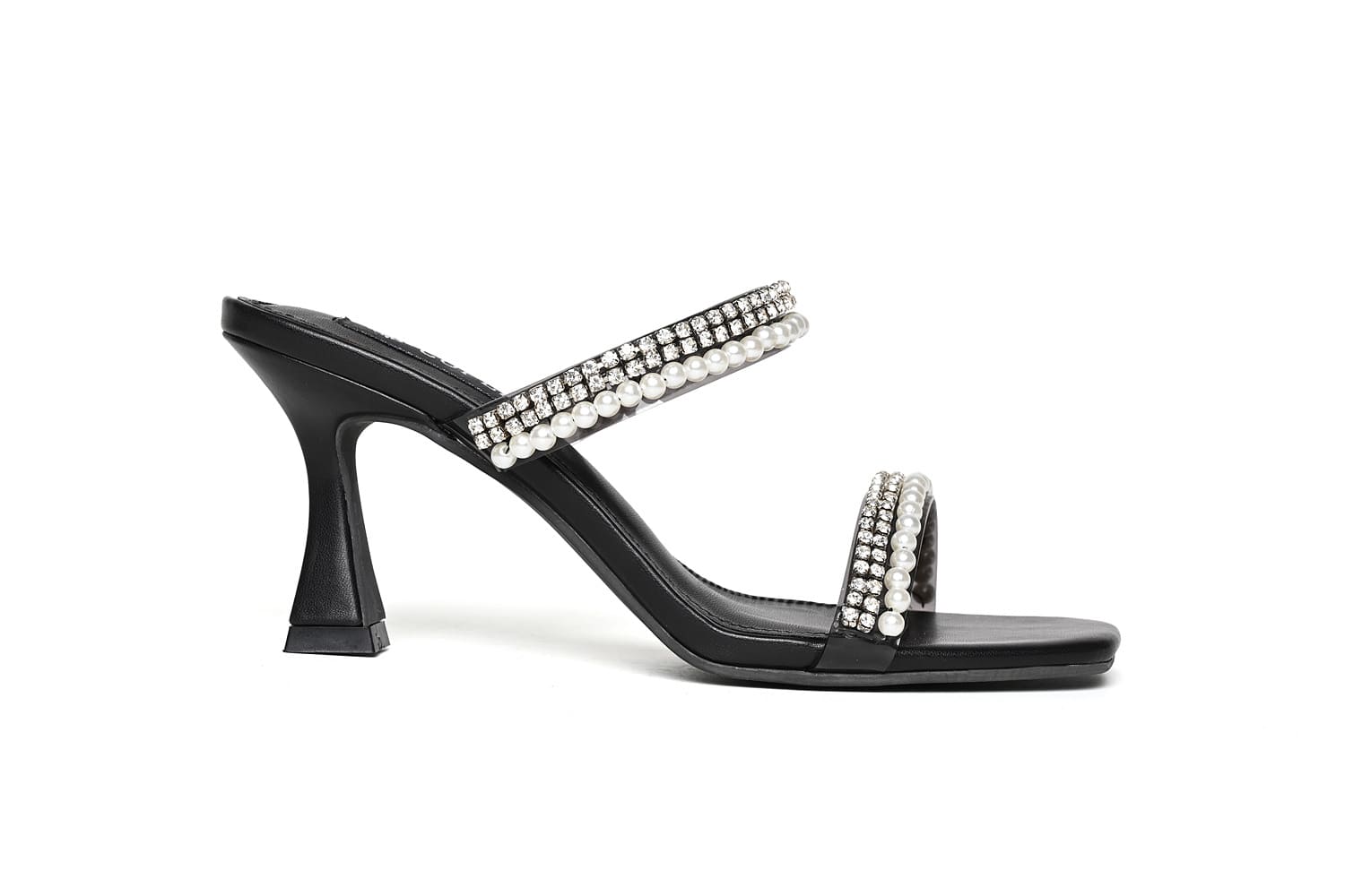 Open toe high heel shoe decorated with stones and pearls – Cuple