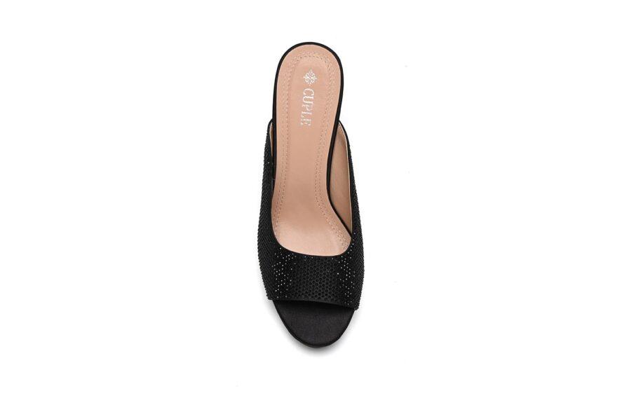 Cuple Embellished Block Heel Sandals Black – Cuple
