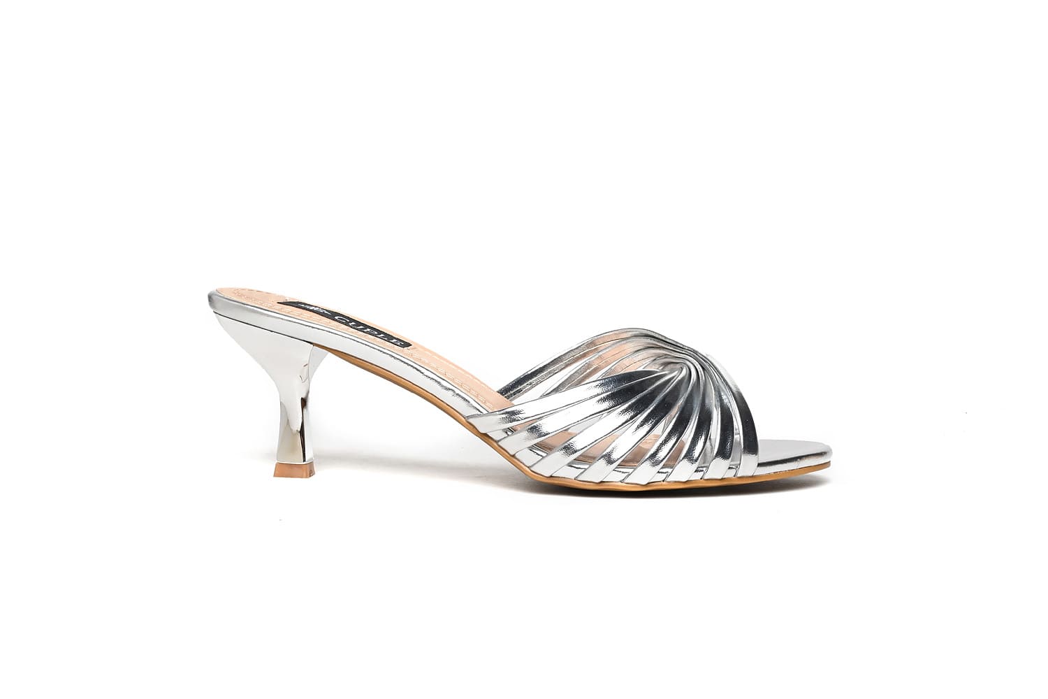 CUPLE – mules with a short heel in silver leather – Cuple