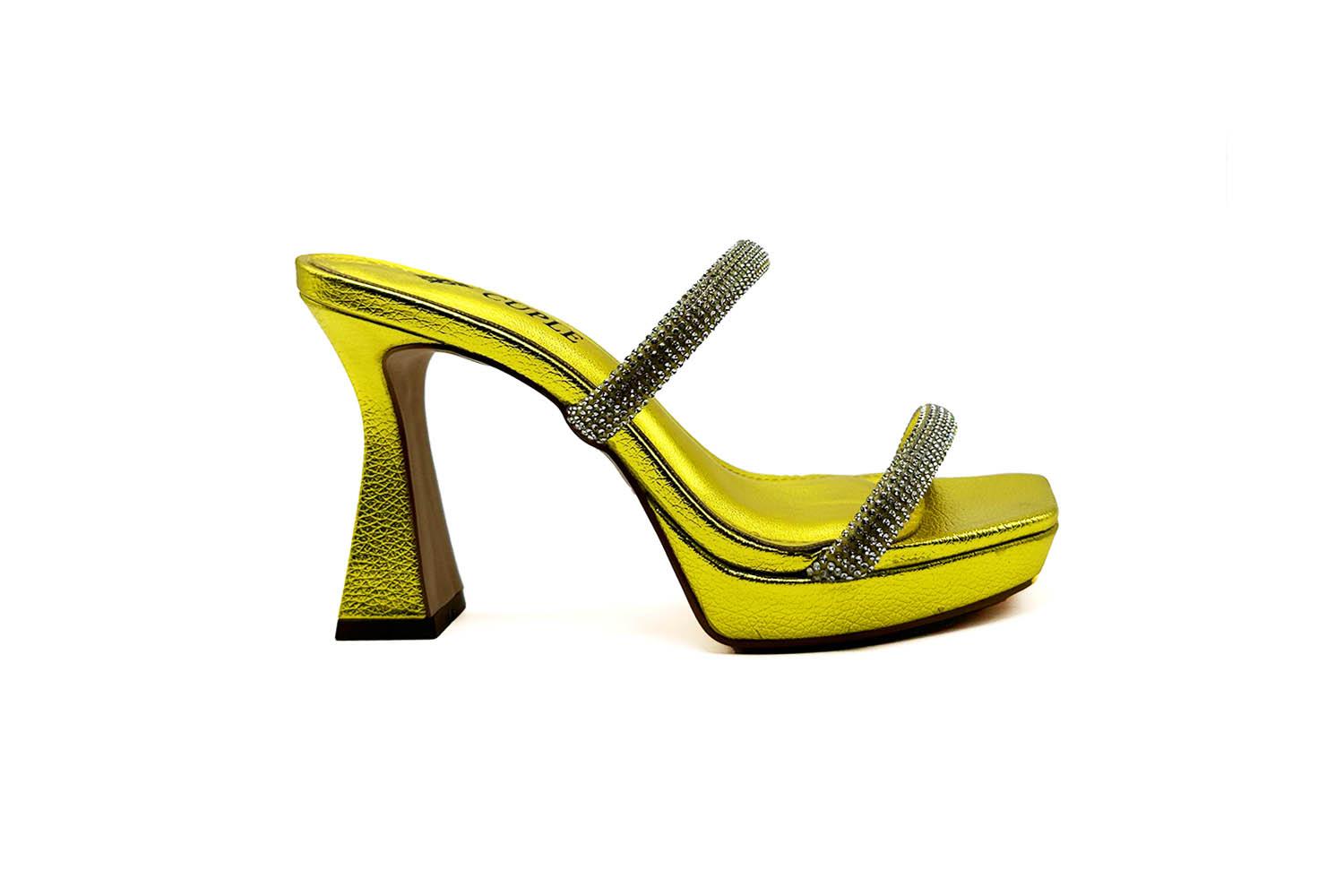 Yellow high cheap heel sandals