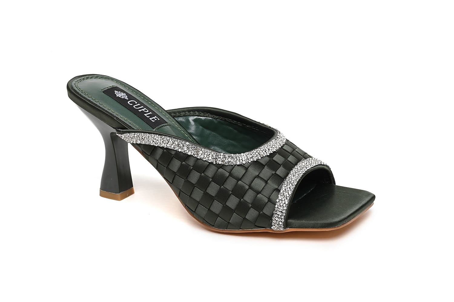 Cuple Embellished Open Toe Heel Sandals Green – Cuple