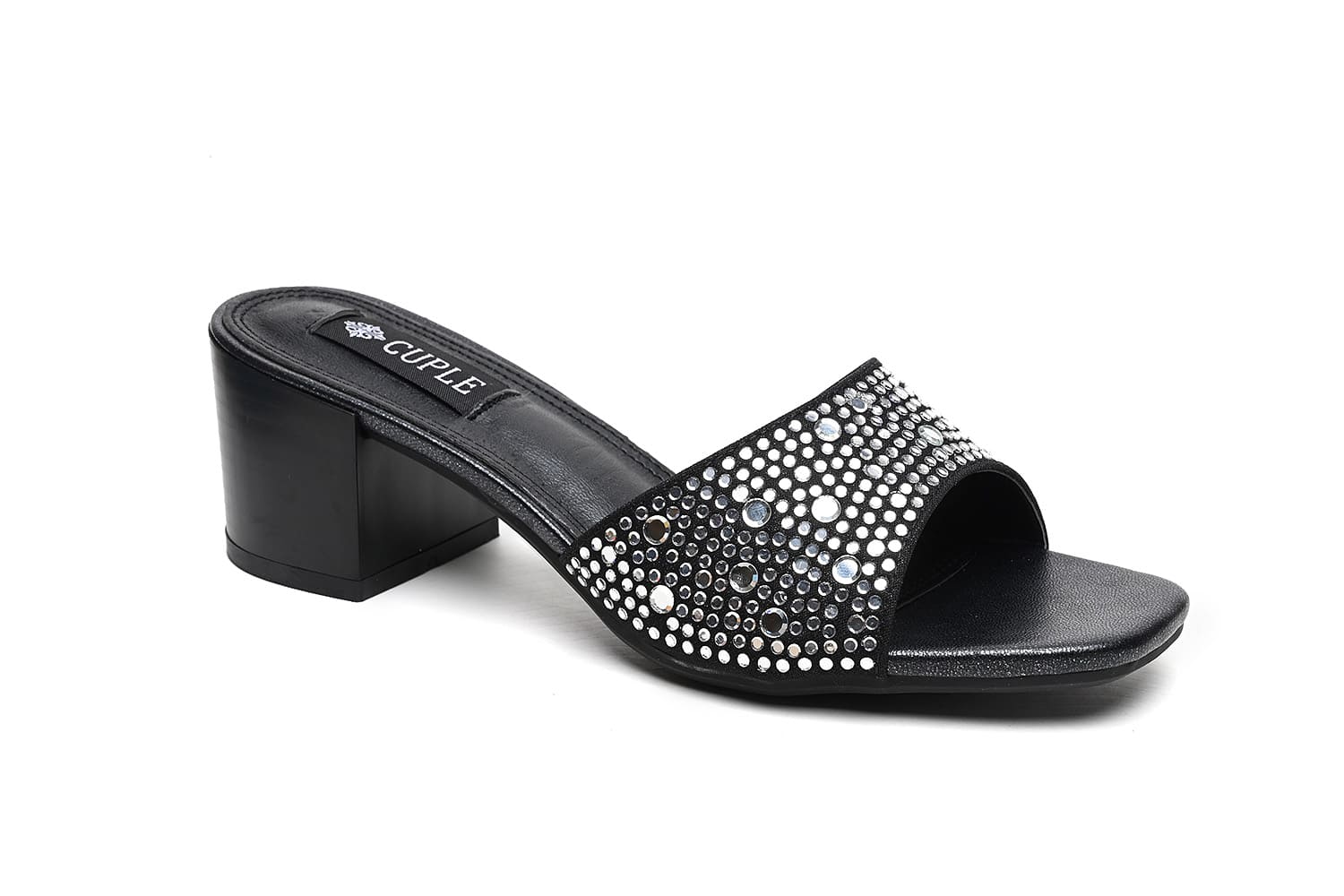 Cuple Embellished Block Heel Sandals Black – Cuple