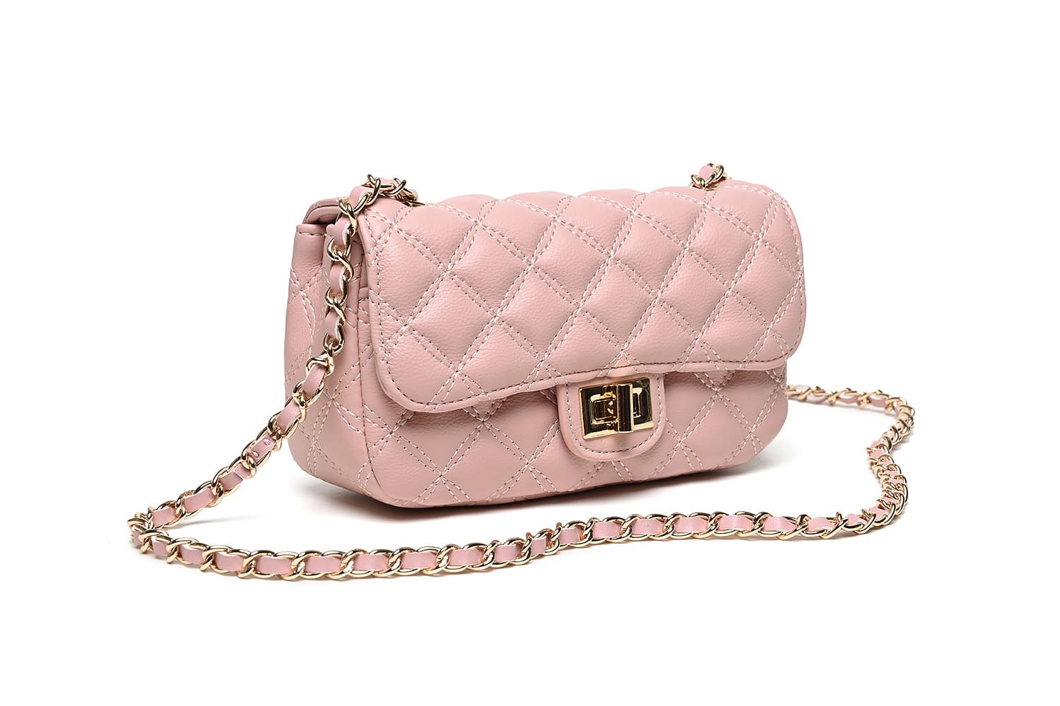 Pink quilted hot sale shoulder bag