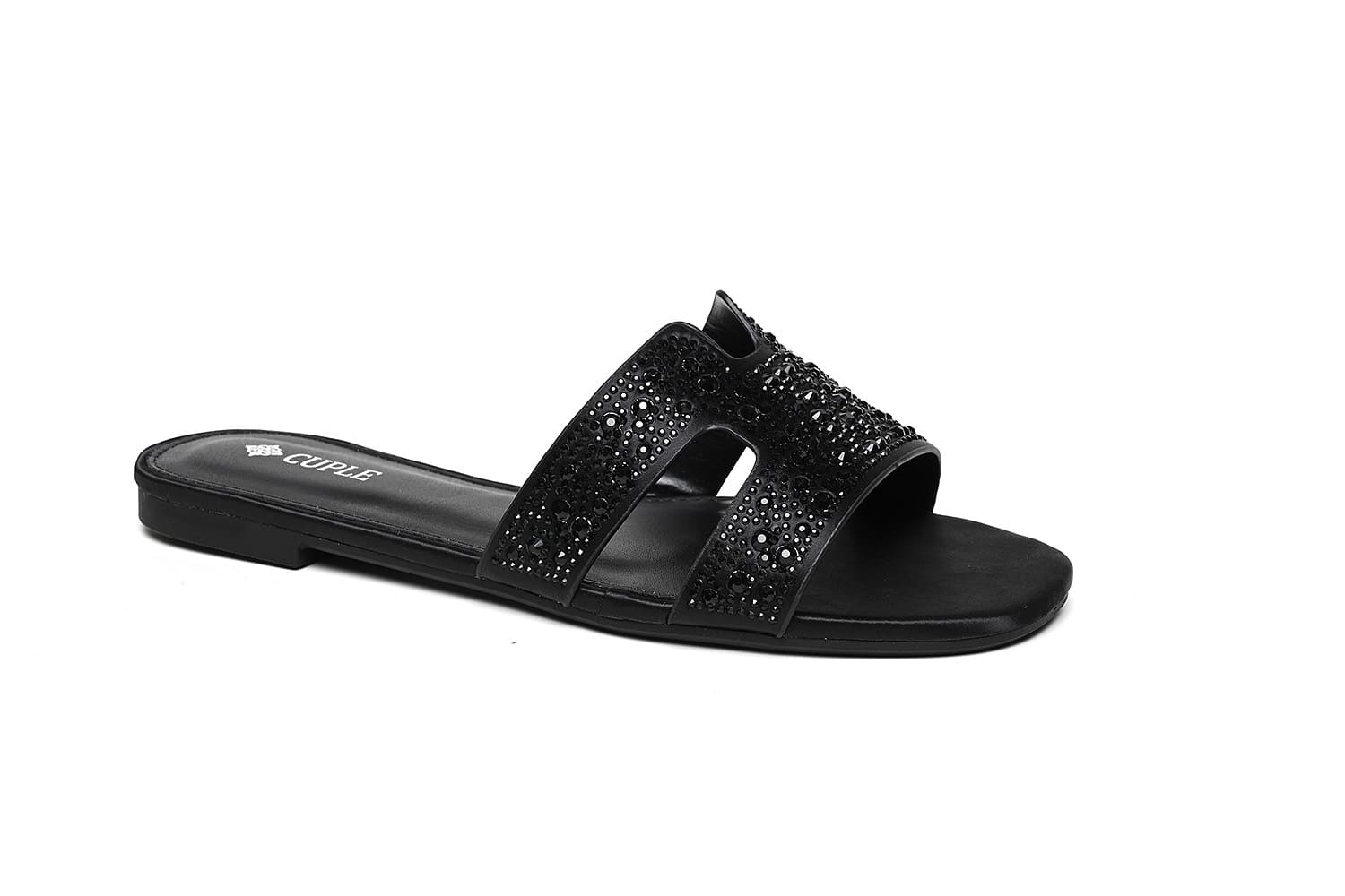 Cuple Embellished Open Toe Slide Sandals Black – Cuple