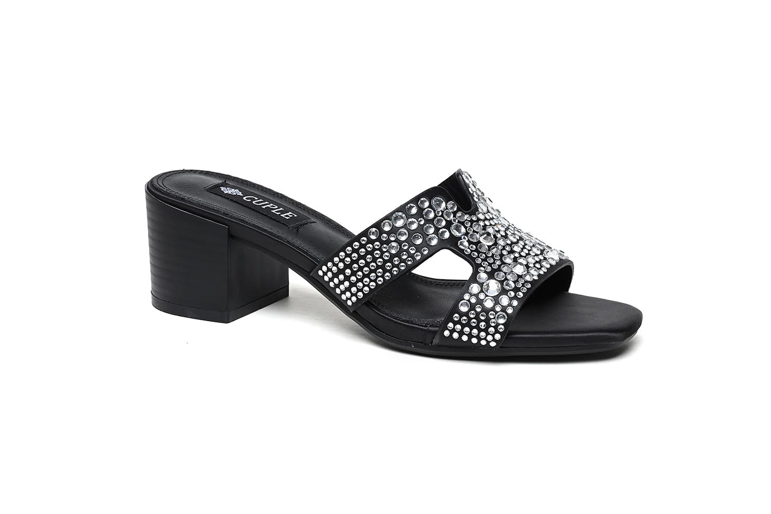 Cuple Glamorous Embellished Heel Sandals Black – Cuple