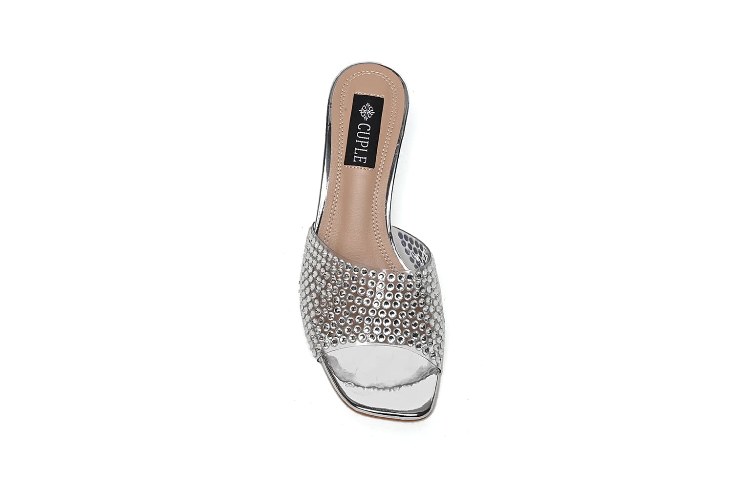 Cuple Embellished Open Toe Sandals Clear Silver – Cuple